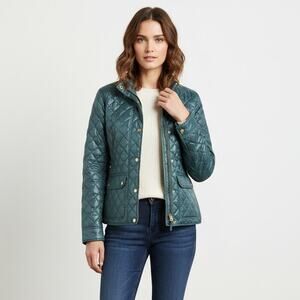J.CREW Quilted Downtown Field Jacket XS Green PrimaLoft Puffer Barn Preppy